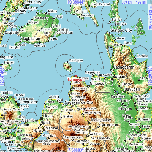 Topographic map of Talisayan