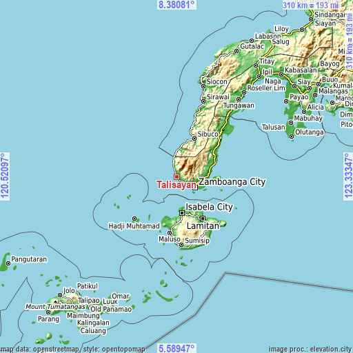 Topographic map of Talisayan