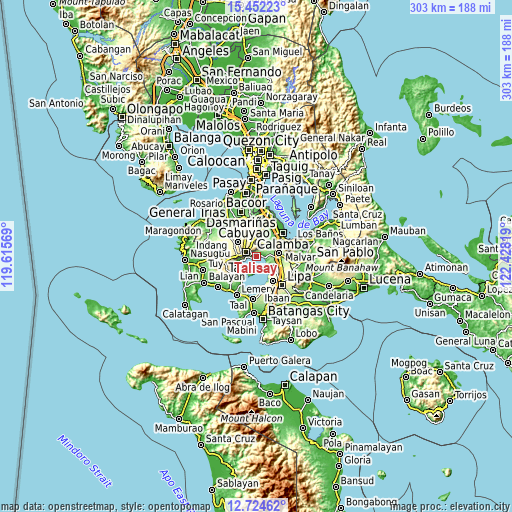 Topographic map of Talisay