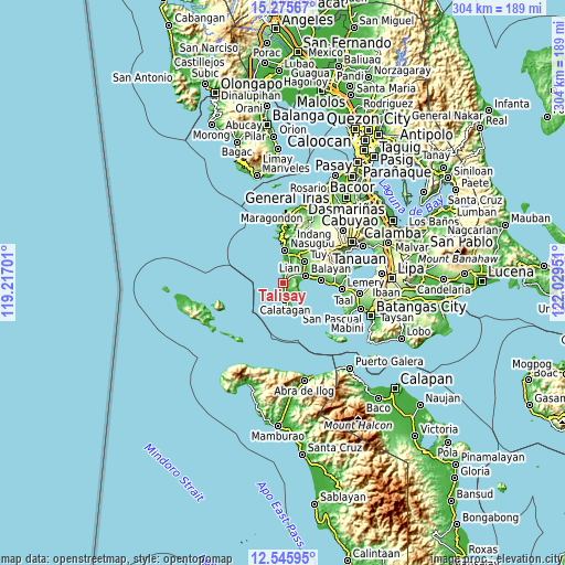 Topographic map of Talisay