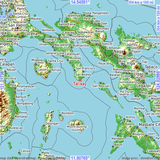 Topographic map of Talisay