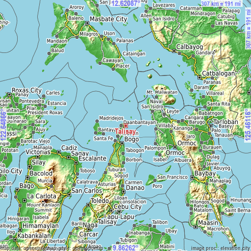 Topographic map of Talisay