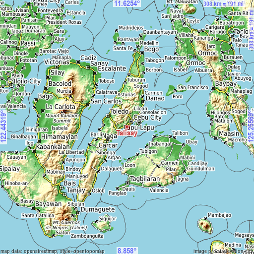 Topographic map of Talisay