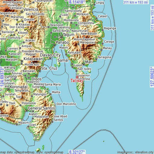 Topographic map of Talisay