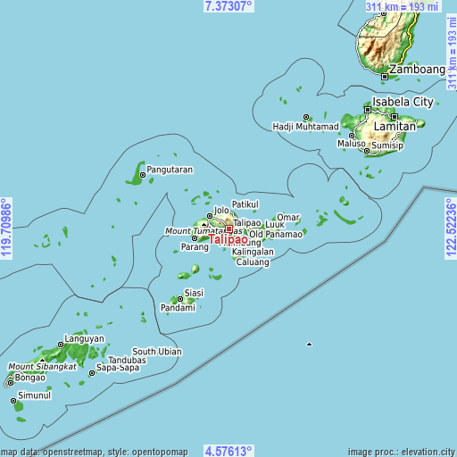 Topographic map of Talipao