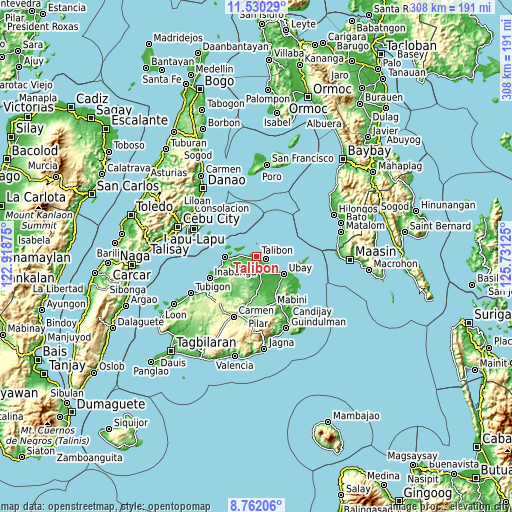 Topographic map of Talibon