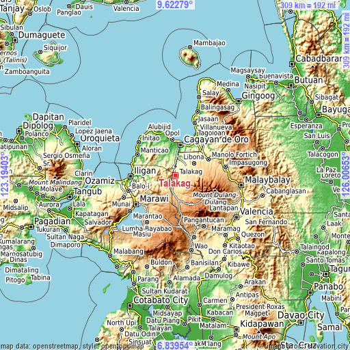 Topographic map of Talakag