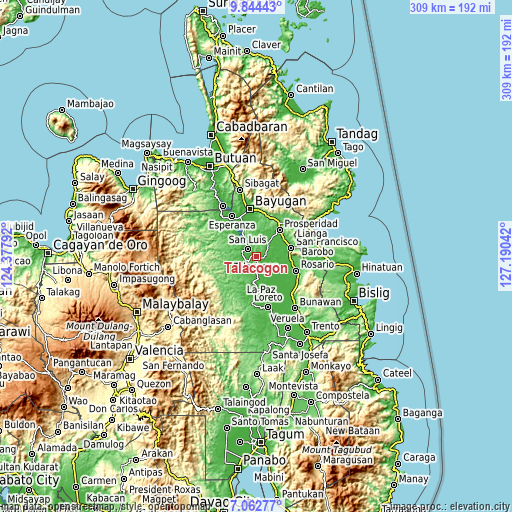 Topographic map of Talacogon