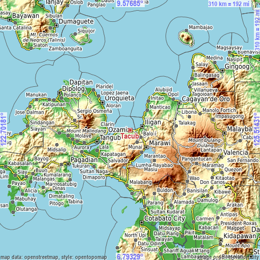 Topographic map of Tacub