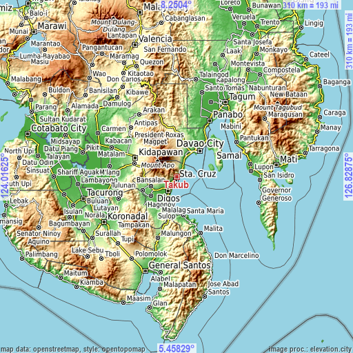 Topographic map of Takub