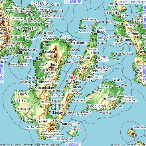 Topographic map of Tajao