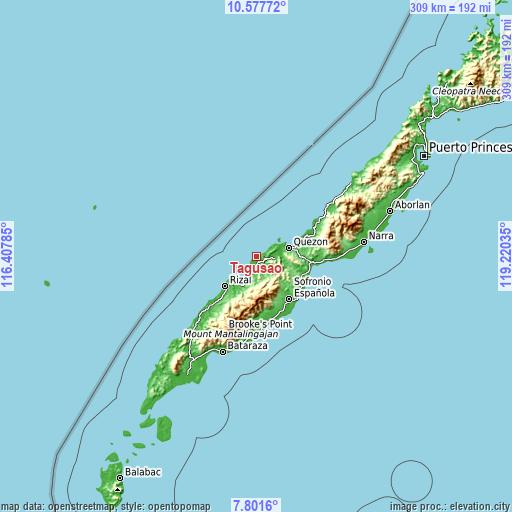 Topographic map of Tagusao