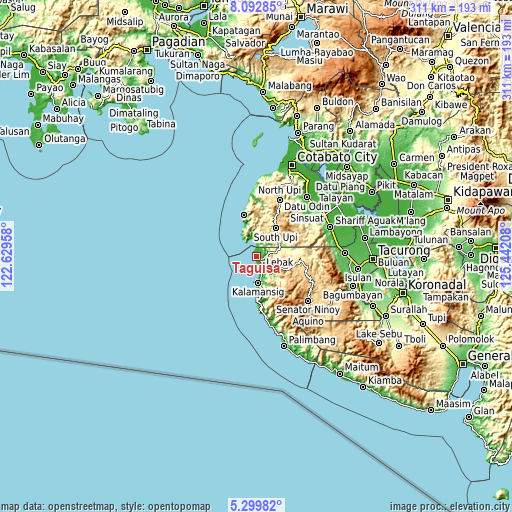 Topographic map of Taguisa