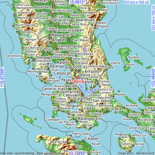 Topographic map of Taguig