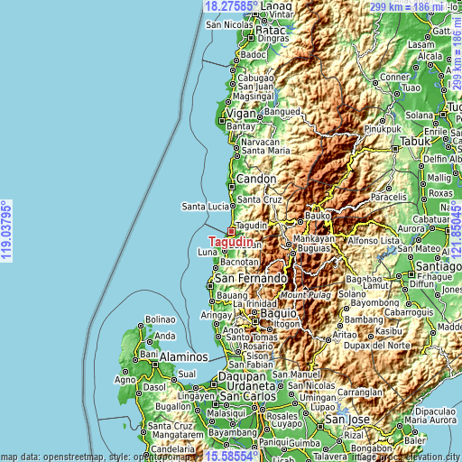 Topographic map of Tagudin