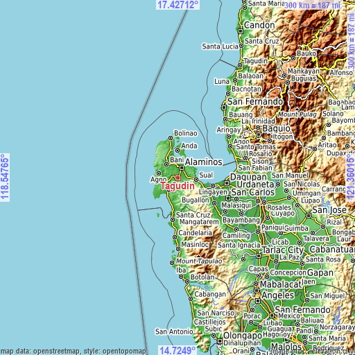 Topographic map of Tagudin