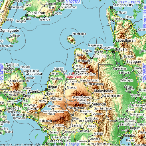 Topographic map of Tagoloan