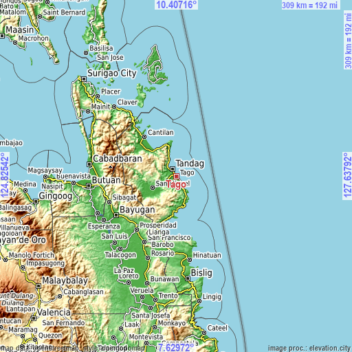 Topographic map of Tago