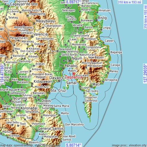 Topographic map of Tagdanua