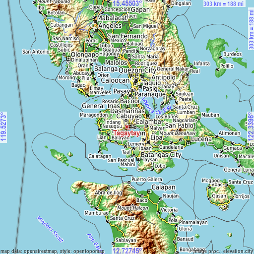 Topographic map of Tagaytay