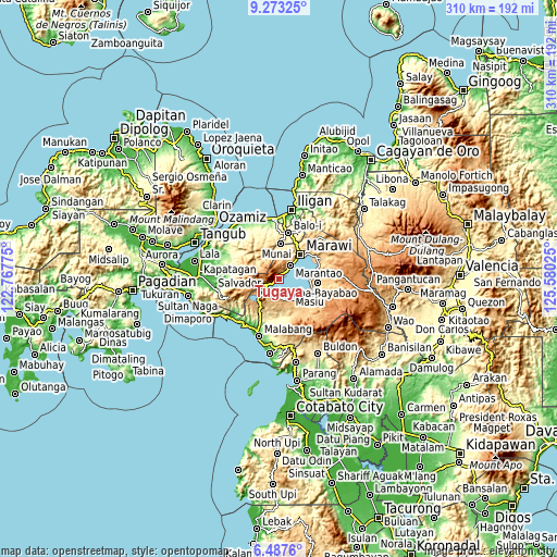 Topographic map of Tugaya