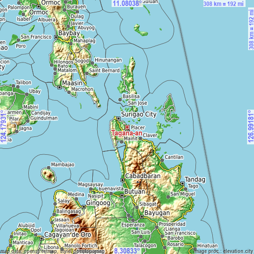 Topographic map of Tagana-an