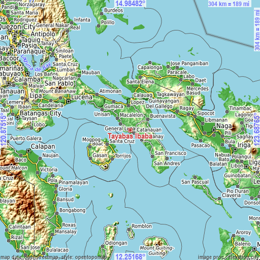 Topographic map of Tayabas Ibaba