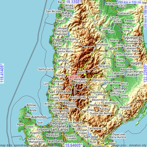 Topographic map of Tadian