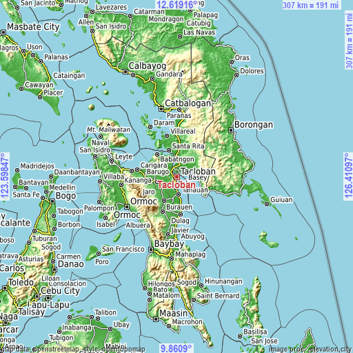 Topographic map of Tacloban