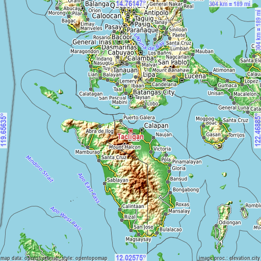 Topographic map of Tacligan