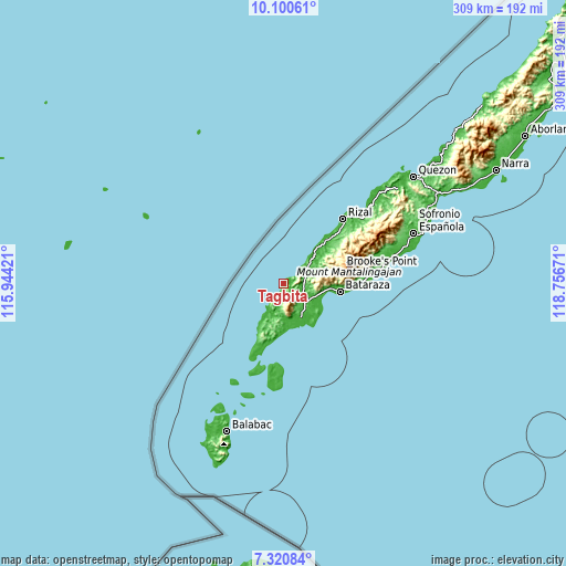 Topographic map of Tagbita