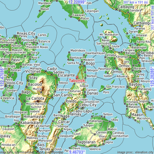 Topographic map of Tabonok