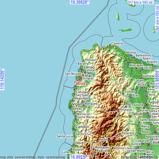 Topographic map of Tabug