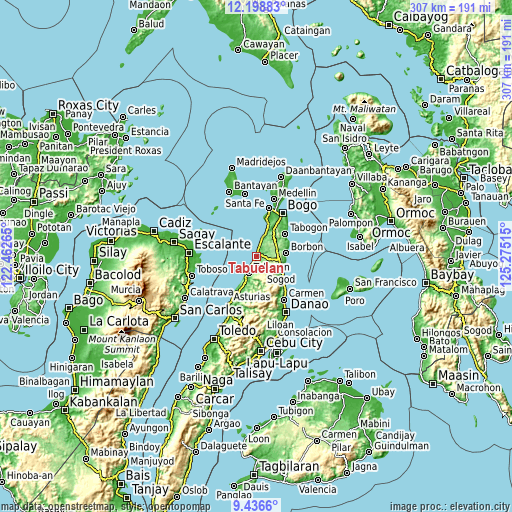 Topographic map of Tabuelan