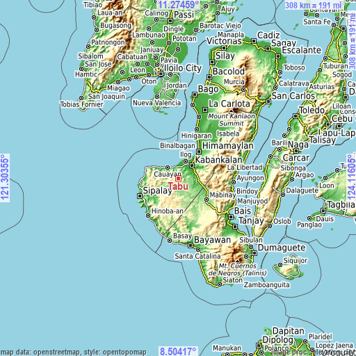 Topographic map of Tabu