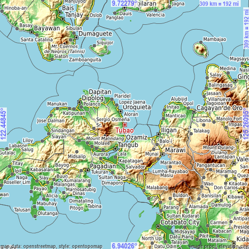 Topographic map of Tubao