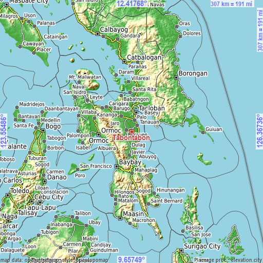 Topographic map of Tabontabon