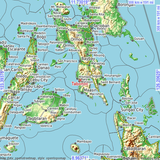 Topographic map of Tabonoc