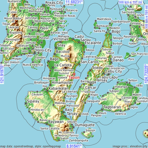 Topographic map of Tabon