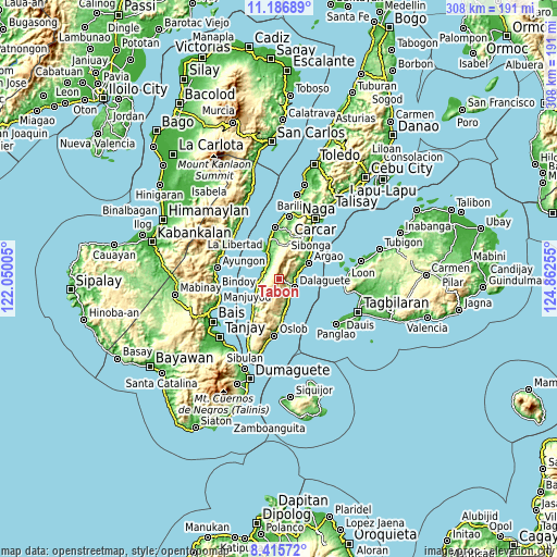 Topographic map of Tabon