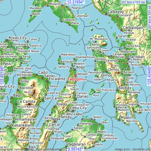 Topographic map of Tabogon