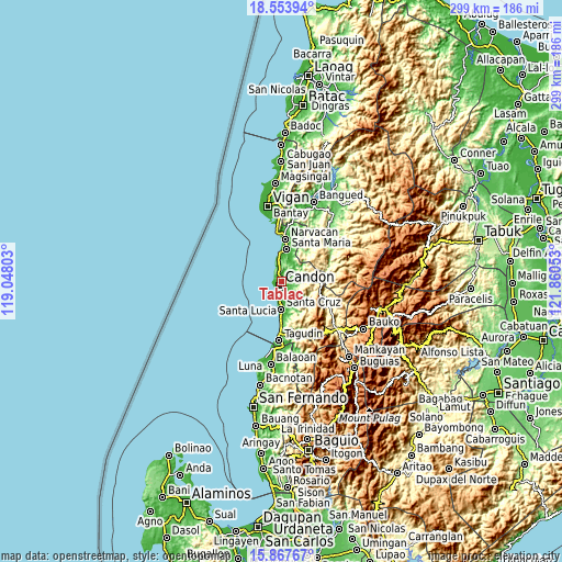 Topographic map of Tablac