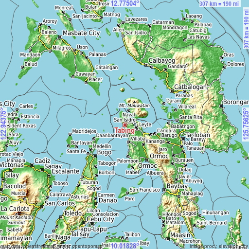 Topographic map of Tabing