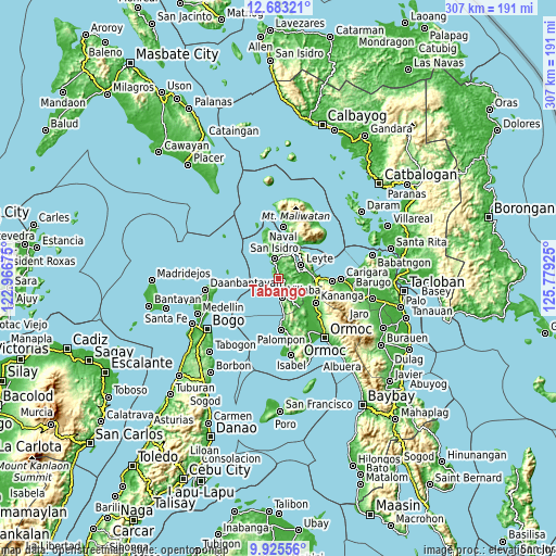 Topographic map of Tabango