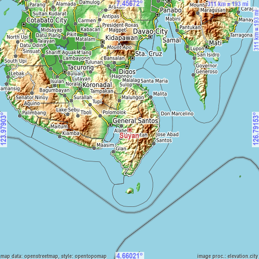 Topographic map of Suyan