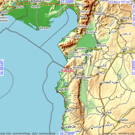 Topographic map of Kassab