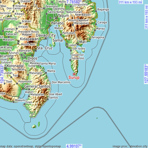 Topographic map of Surup