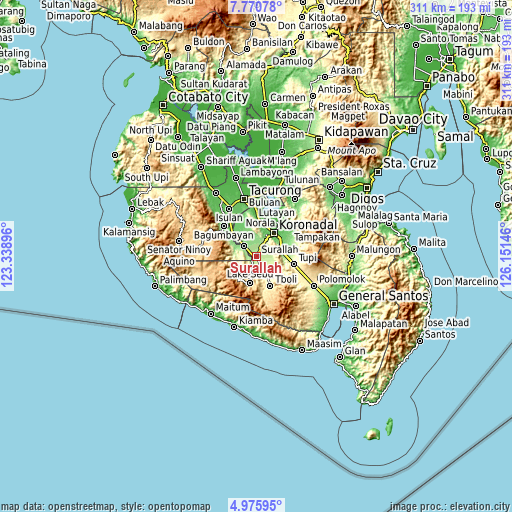 Topographic map of Surallah