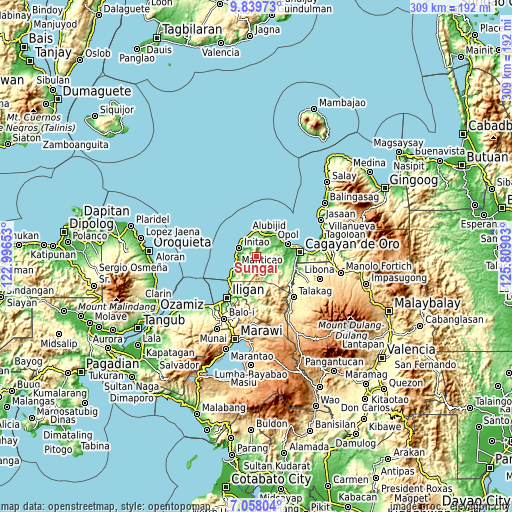 Topographic map of Sungai