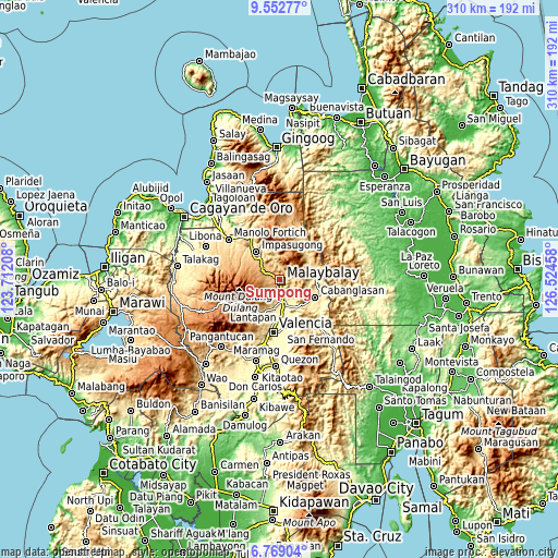 Topographic map of Sumpong